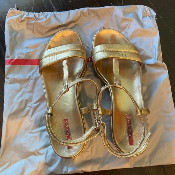 Gold Metallic Prada Sandals - Picture 4 of 4